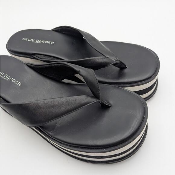 Kelsi Dagger Gigi Platform Wedge Flip Flop Sandal Women's Black Size US7.5 EU38 - Picture 11 of 11